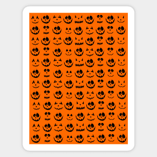 HAPPY Halloween Pumpkin Face Pattern Orange Sticker